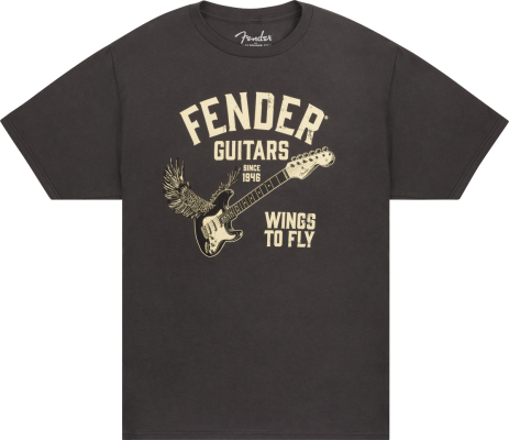 Fender - T-shirt Wings to Fly de type rtro (noir, petit)