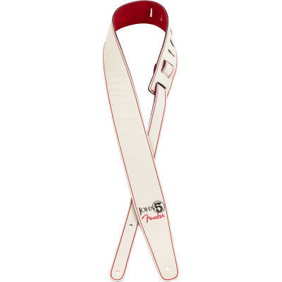 Fender - John 5 Leather Strap - White and Red