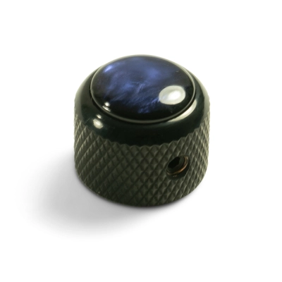 WD Music - Q-Parts Dome Knob w/Blue Acrylic Pearl Inlay - Black