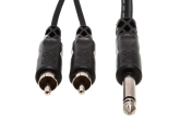 Y Cable, 1/4 in TS to Dual RCA - 1 Metre