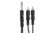 Y Cable, 1/4 in TS to Dual RCA - 1 Metre