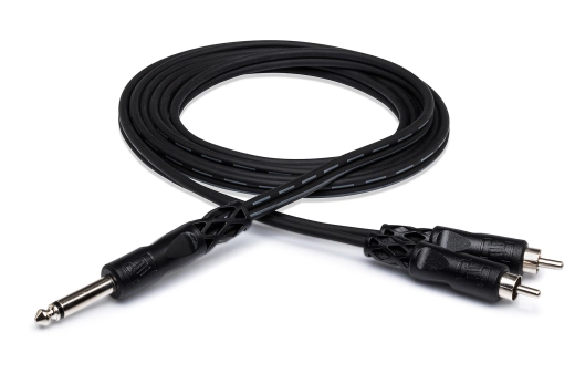 Hosa - Y Cable, 1/4 in TS to Dual RCA - 1 Metre