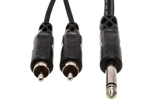 Y Cable, 1/4 in TS to Dual RCA, 3 m