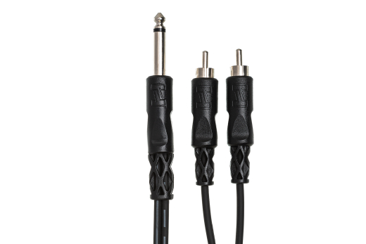 Y Cable, 1/4 in TS to Dual RCA, 5 ft