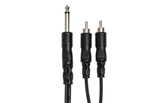 Y Cable, 1/4 in TS to Dual RCA, 2 m