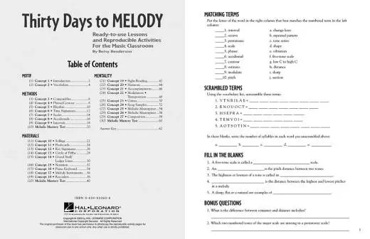 Thirty Days to Melody - Henderson - Teacher Edition