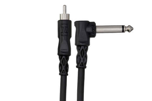 Unbalanced Interconnect, Right-angle 1/4 in TS to RCA, 3 ft