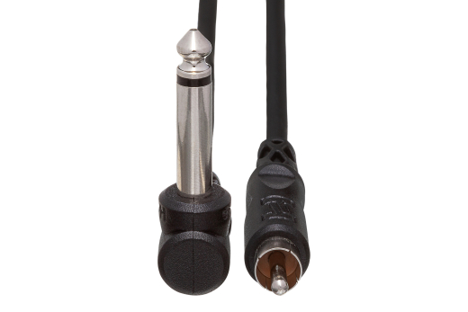 Unbalanced Interconnect, Right-angle 1/4 in TS to RCA, 3 ft