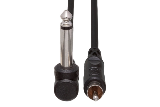 Unbalanced Interconnect, Right-angle 1/4 in TS to RCA, 3 ft