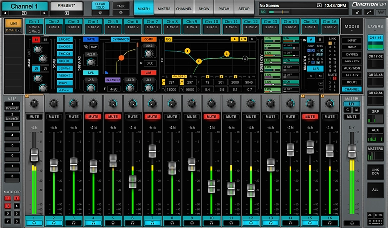 eMotion LV1 64-Channel Mixer + Axis Scope