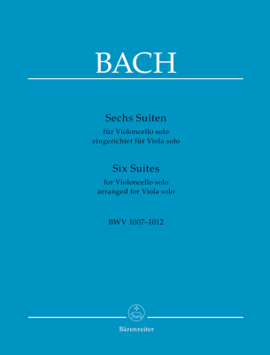 Baerenreiter Verlag - Six Suites for Violoncello solo BWV10071012 Bach, Park Alto solo Livre