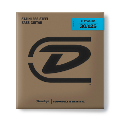 Dunlop - Stainless Steel Flatwound Long Scale Bass Strings - 30-125 - 6-String