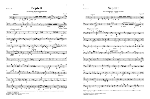 Septet in E-flat Major, Op. 20 - Beethoven/Voss - Clarinet/Bassoon /Horn/Violin /Viola/Cello /Double Bass - Parts Set