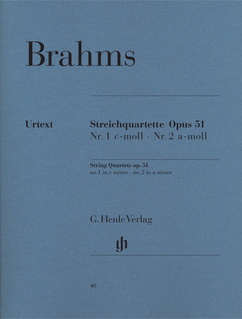 String Quartets, Op. 51, No. 1 in C minor & No. 2 in A minor - Brahms/Reiser - String Quartets - Parts Set