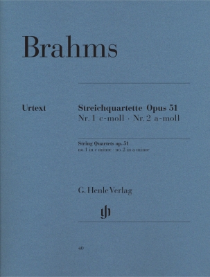 G. Henle Verlag - String Quartets, Op. 51, No. 1 in C minor & No. 2 in A minor - Brahms/Reiser - String Quartets - Parts Set