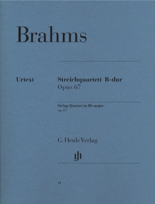 G. Henle Verlag - String Quartet in B-flat Major, Op. 67 - Brahms/Reiser - String Quartet - Parts Set
