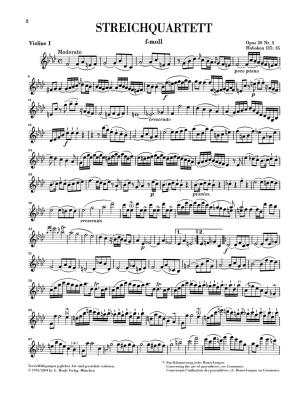 String Quartets, Vol. IV, Op. 20 (Sun Quartets) - Haydn/Feder - String Quartets - Parts Set