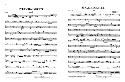 String Quartets, Vol. IV, Op. 20 (Sun Quartets) - Haydn/Feder - String Quartets - Parts Set