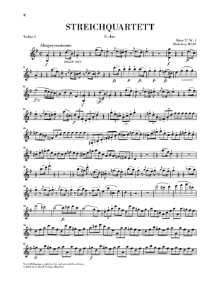 String Quartets, Vol. XI Op. 77 and Op. 103 - Haydn/Walter - String Quartets - Parts Set