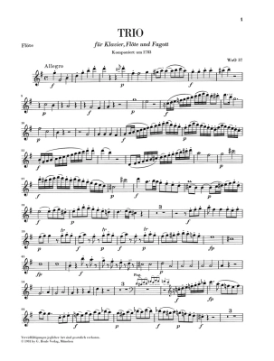 Trio G major WoO 37 for Piano, Flute and Bassoon - Beethoven/Klugmann - Piano Trio - Score/Parts