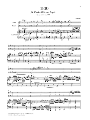 Trio G major WoO 37 for Piano, Flute and Bassoon - Beethoven/Klugmann - Piano Trio - Score/Parts