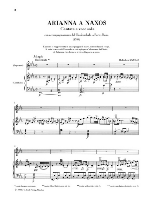 Arianna a Naxos, Cantata for Voice and Piano Hob.XXVIb:2 - Haydn/Helms - High Voice/Piano - Book