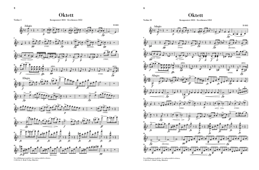 Octet in F Major D 803 - Schubert/Jost - Clarinet/Bassoon/Horn/2 Violins/Viola/Cello/Double Bass - Parts Set