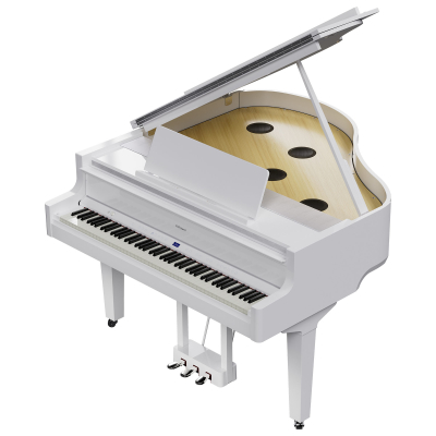 GP-9M Digital Grand Piano with Moving Keys - Polished White