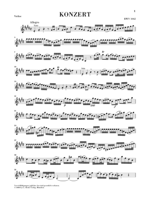 Violin Concerto E major BWV 1042 - Bach/Eppstein - Violin/Piano Reduction - Book