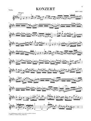 Violin Concerto E major BWV 1042 - Bach/Eppstein - Violin/Piano Reduction - Book