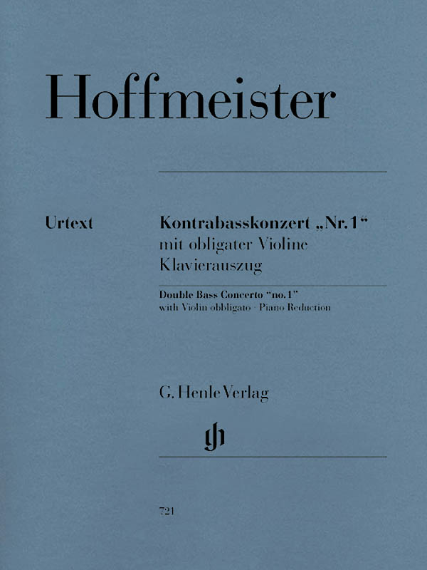 Double Bass Concerto \'\'no. 1\'\' (with Violin obligato) - Hoffmeister/Glockler - Double Bass/Violin/Piano - Book