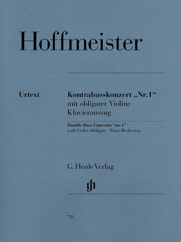 Double Bass Concerto \'\'no. 1\'\' (with Violin obligato) - Hoffmeister/Glockler - Double Bass/Violin/Piano - Book