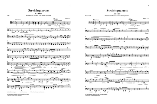 String Quartet E flat major op. 127 - Beethoven/Platen - String Quartet - Parts Set