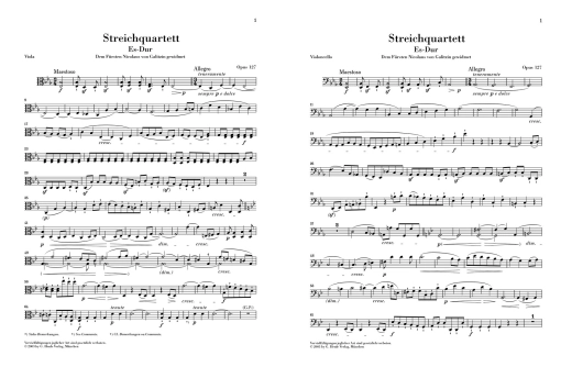 String Quartet E flat major op. 127 - Beethoven/Platen - String Quartet - Parts Set