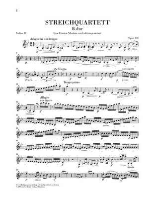 String Quartet B flat major op. 130 & Grand Fugue op. 133 - Beethoven/Cadenbach - String Quartet - Parts Set