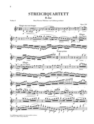String Quartet B flat major op. 130 & Grand Fugue op. 133 - Beethoven/Cadenbach - String Quartet - Parts Set