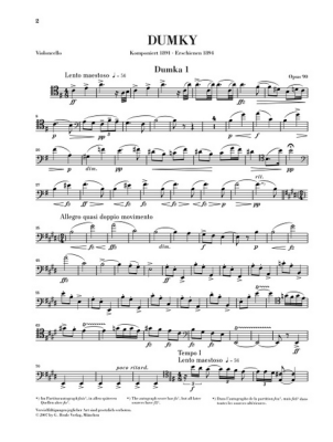 Dumky: Piano Trio op. 90 - Dvorak/Doge - Piano Trio - Book