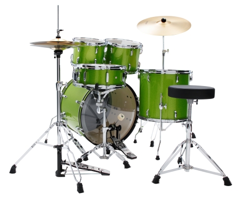 Stagestar 5-Piece Complete Drum Kit (22,10,12,16,SD) - Lime Green Sparkle