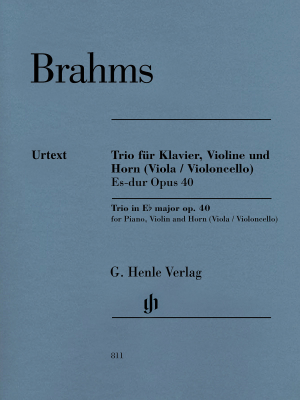 G. Henle Verlag - Horn Trio in E flat major op. 40 - Brahms/Loose-Einfalt - Horn/Violin/Piano - Score/Parts