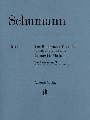 G. Henle Verlag - Three Romances op. 94 for Oboe and Piano: Version for Violin - Schumann/Meerwein - Violin/Piano - Book