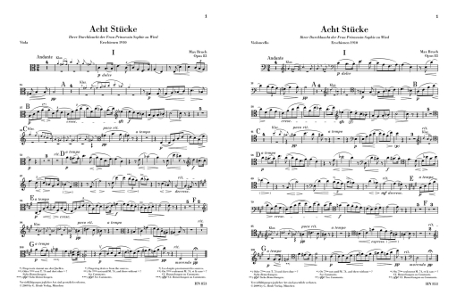 Eight Pieces op. 83 for Clarinet (Violin), Viola (Violoncello) and Piano - Bruch/Oppermann - Piano Trio - Score/Parts