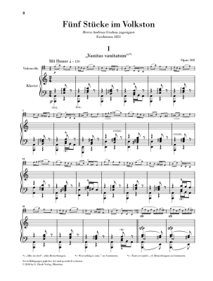 Five Pieces in Folk Style op. 102 - Schumann/Herttrich - Cello/Piano - Book