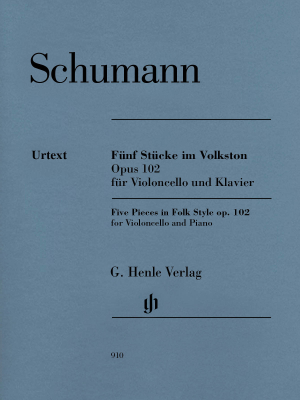 G. Henle Verlag - Five Pieces in Folk Style op. 102 - Schumann/Herttrich - Cello/Piano - Book