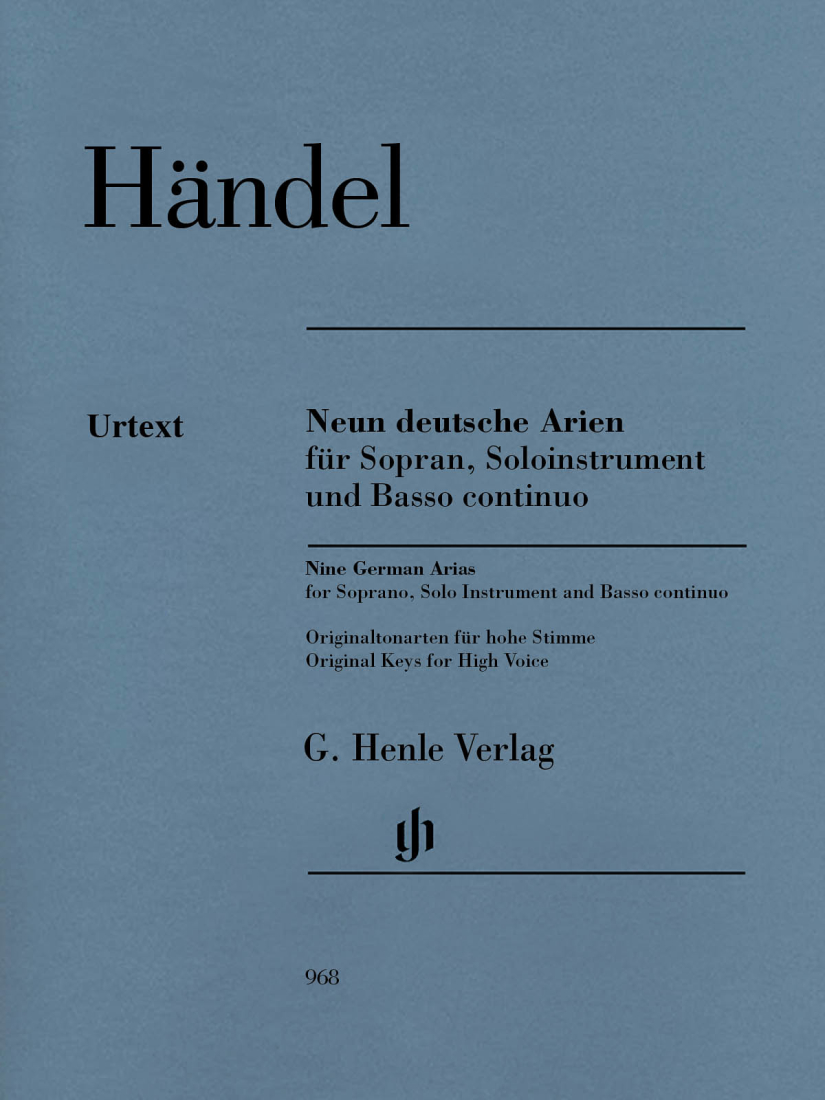 Nine German Arias - Handel/Scheideler - Soprano/Solo Instrument/Basso Continuo - Book