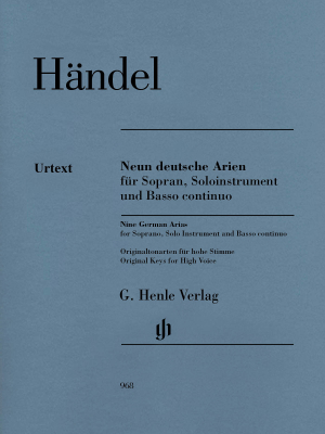G. Henle Verlag - Nine German Arias - Handel/Scheideler - Soprano/Solo Instrument/Basso Continuo - Book