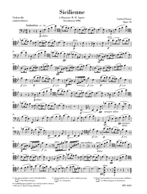 Sicilienne op. 78 - Faure/Nockel - Cello/Piano - Sheet Music