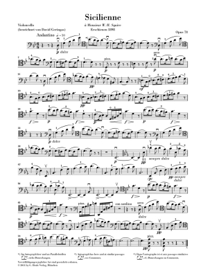 Sicilienne op. 78 - Faure/Nockel - Cello/Piano - Sheet Music