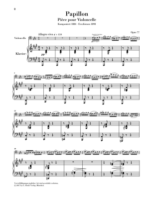 Papillon op. 77 - Faure/Monnier - Cello/Piano - Sheet Music