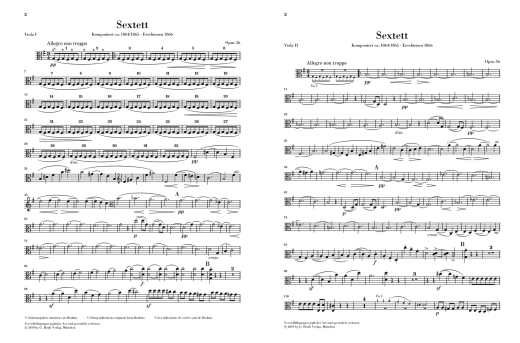 String Sextet no. 2 in G major op. 36 - Brahms/Eich - String Sextet - Parts Set