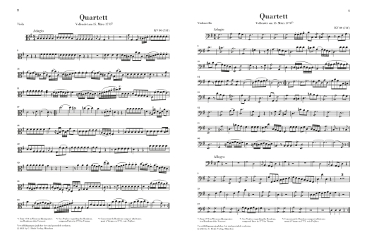 String Quartets Volume I (Salzburg Divertimenti, Italian Quartets) - Mozart/Seiffert - String Quartet - Parts Set